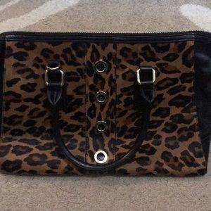 Designer Milly Leopard Print Calf Hair Tote